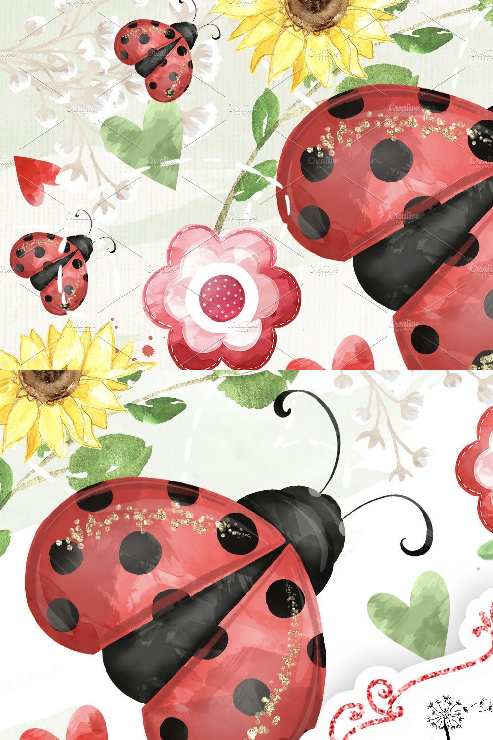 Sweet Ladybug design pinterest preview image.