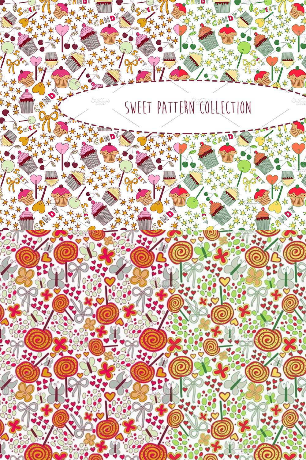 Sweet pattern collection pinterest preview image.