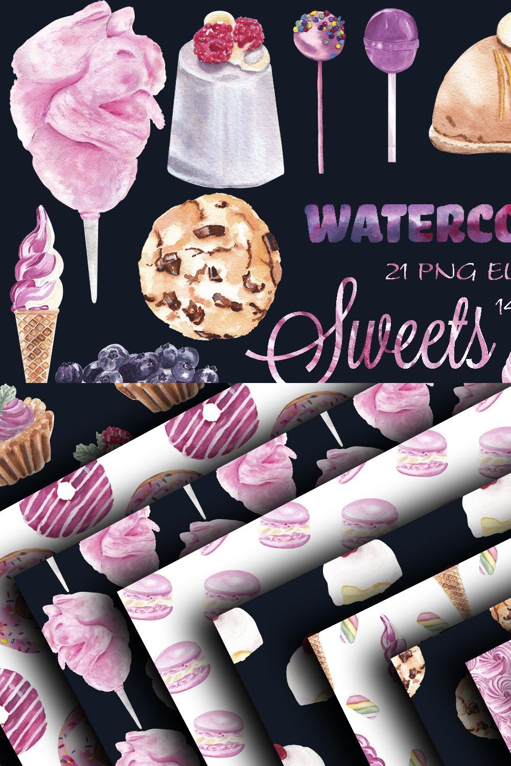 Sweets & desserts clipart & patterns pinterest preview image.