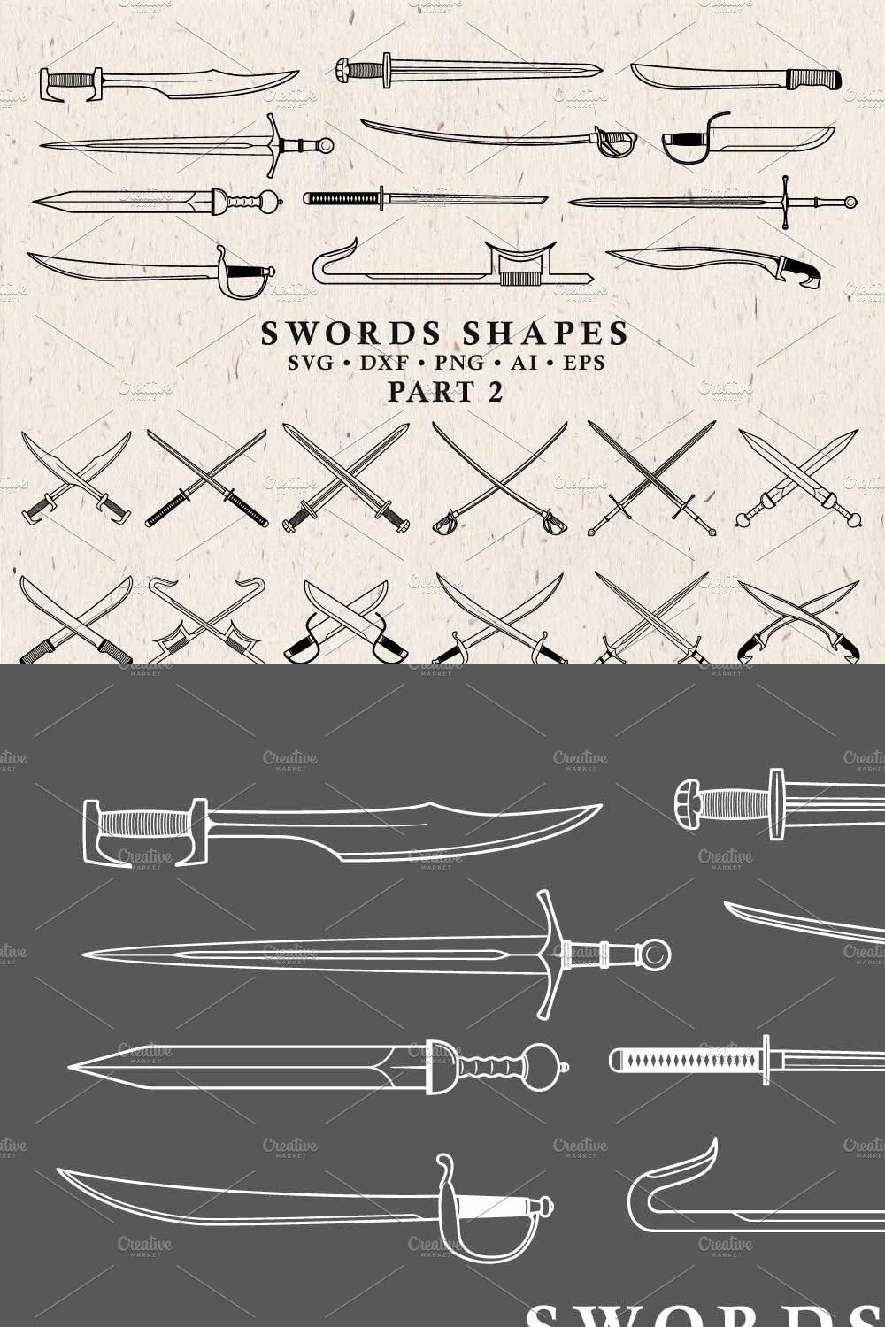 Sword Shapes & Crossed Swords Vector pinterest preview image.