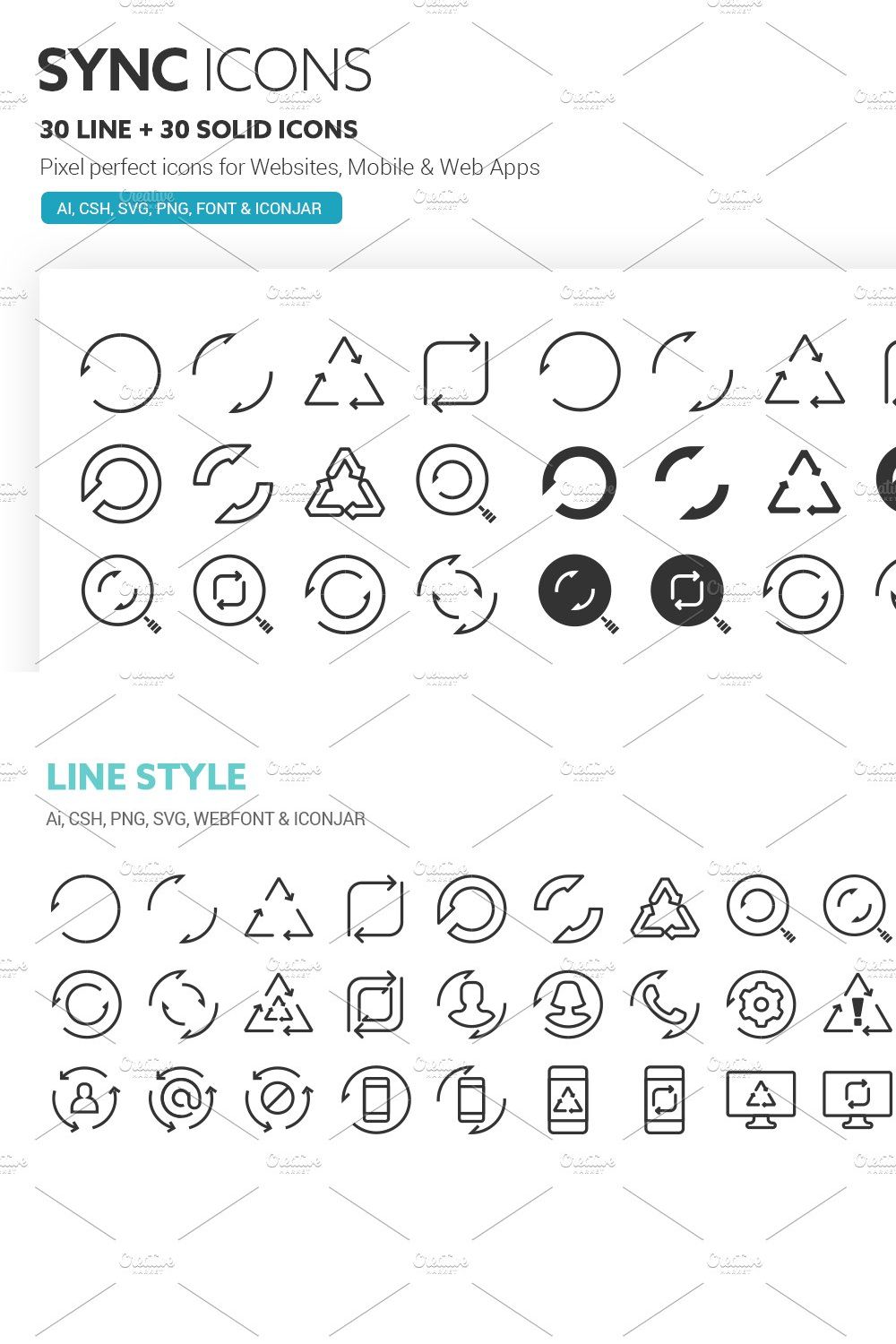 Sync Icons pinterest preview image.
