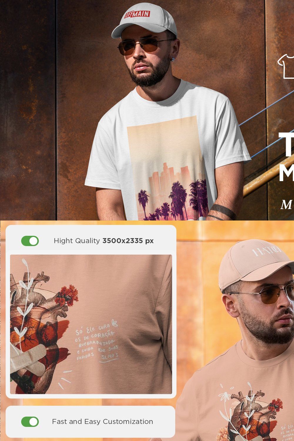 T-Shirt & Cap MockUp pinterest preview image.