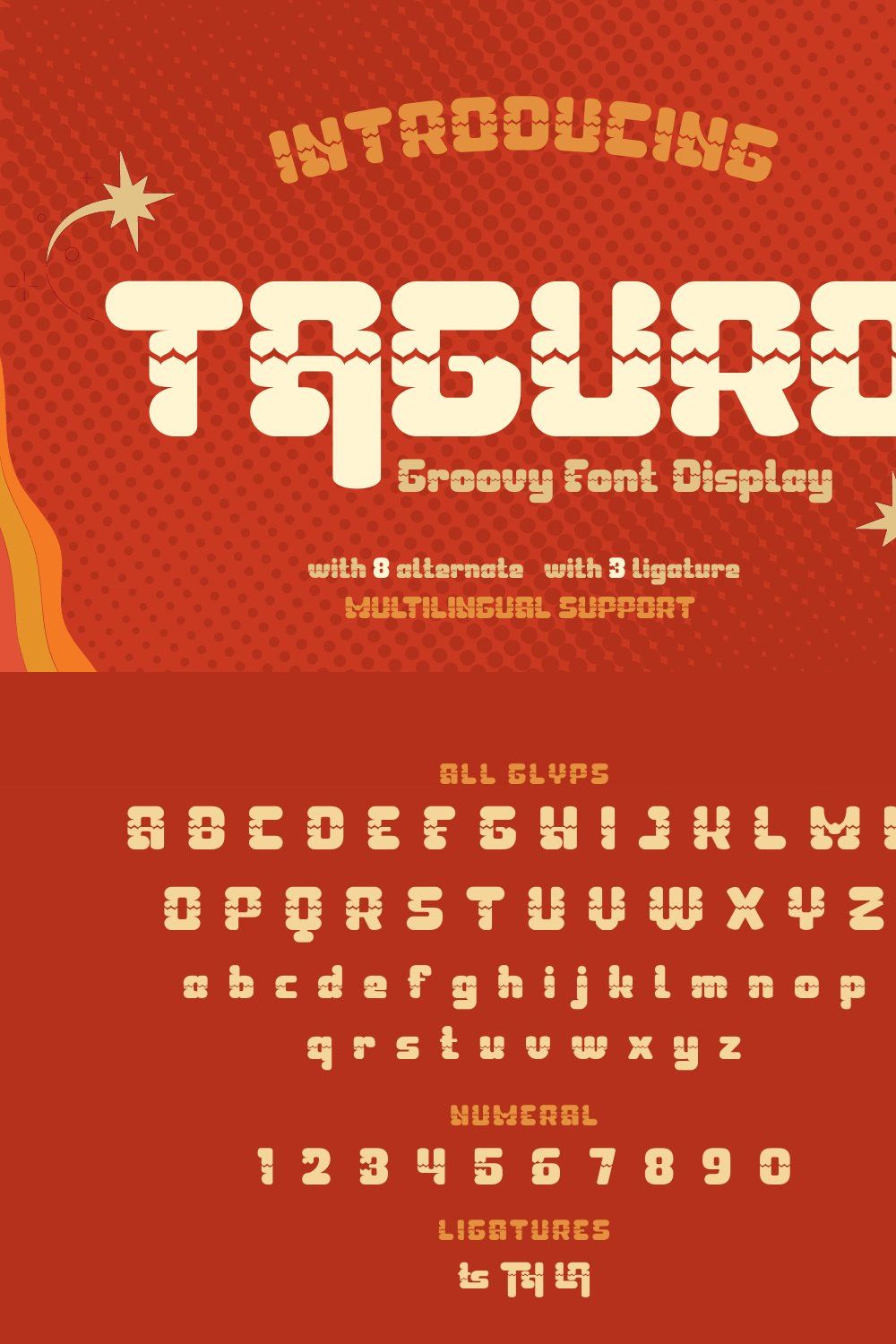 TAGURO | Groovy Retro Font pinterest preview image.