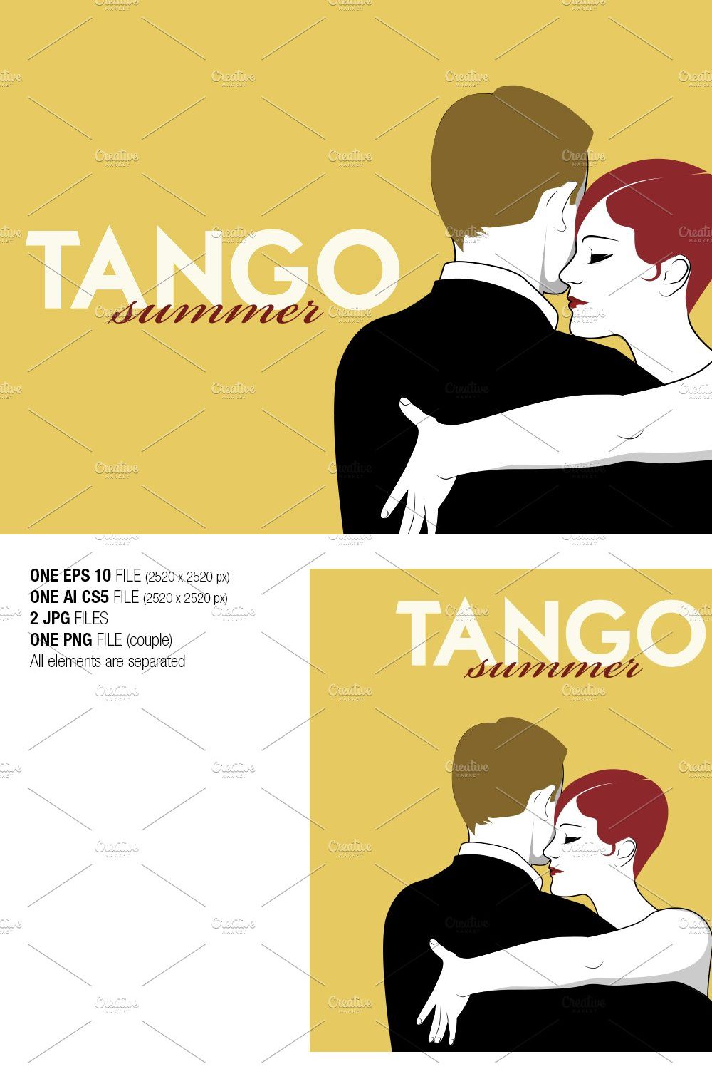 Tango Dancers: Yellow background pinterest preview image.