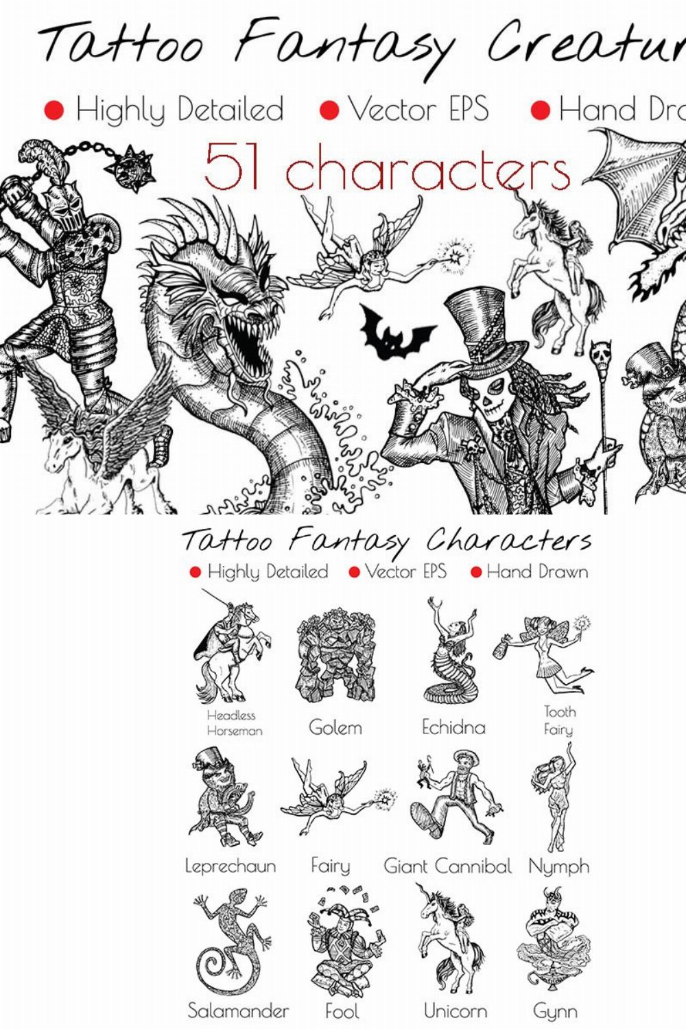 Tattoo Fantasy Characters pinterest preview image.