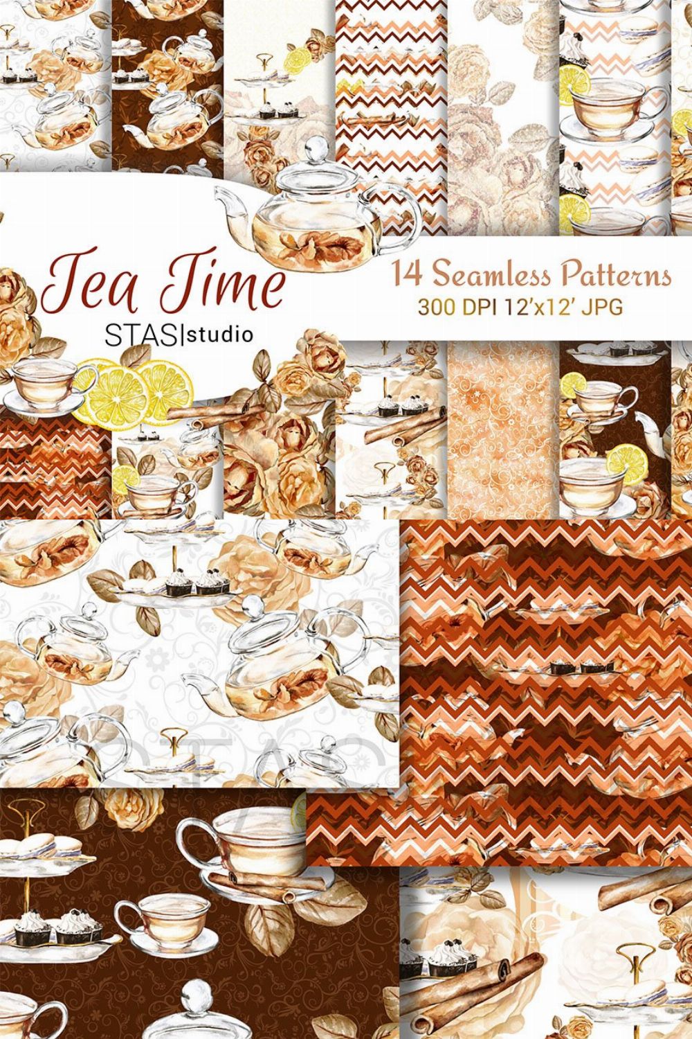 Tea Time Paper Pack pinterest preview image.