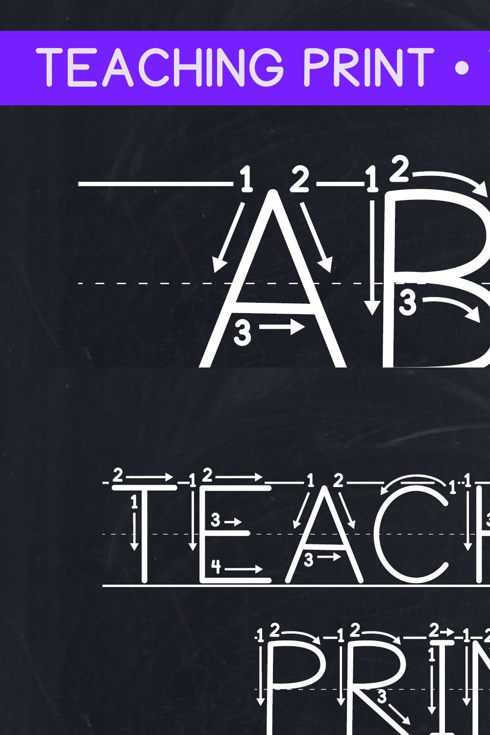Teaching Print • Letter Tracing Font pinterest preview image.