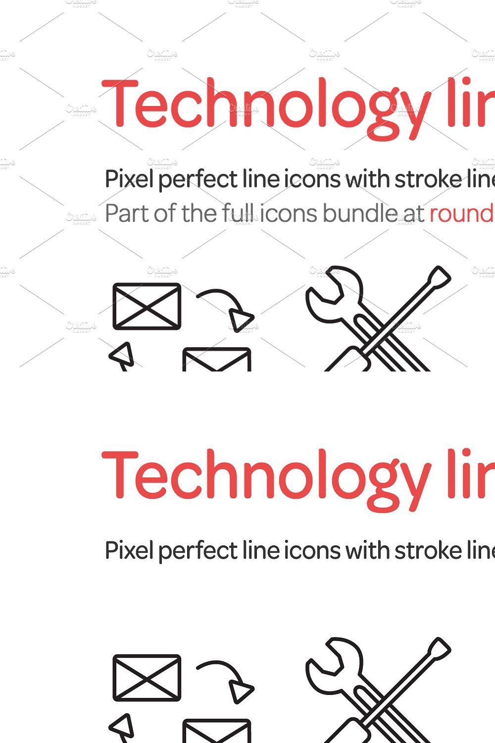 Technology Line Icons Set pinterest preview image.