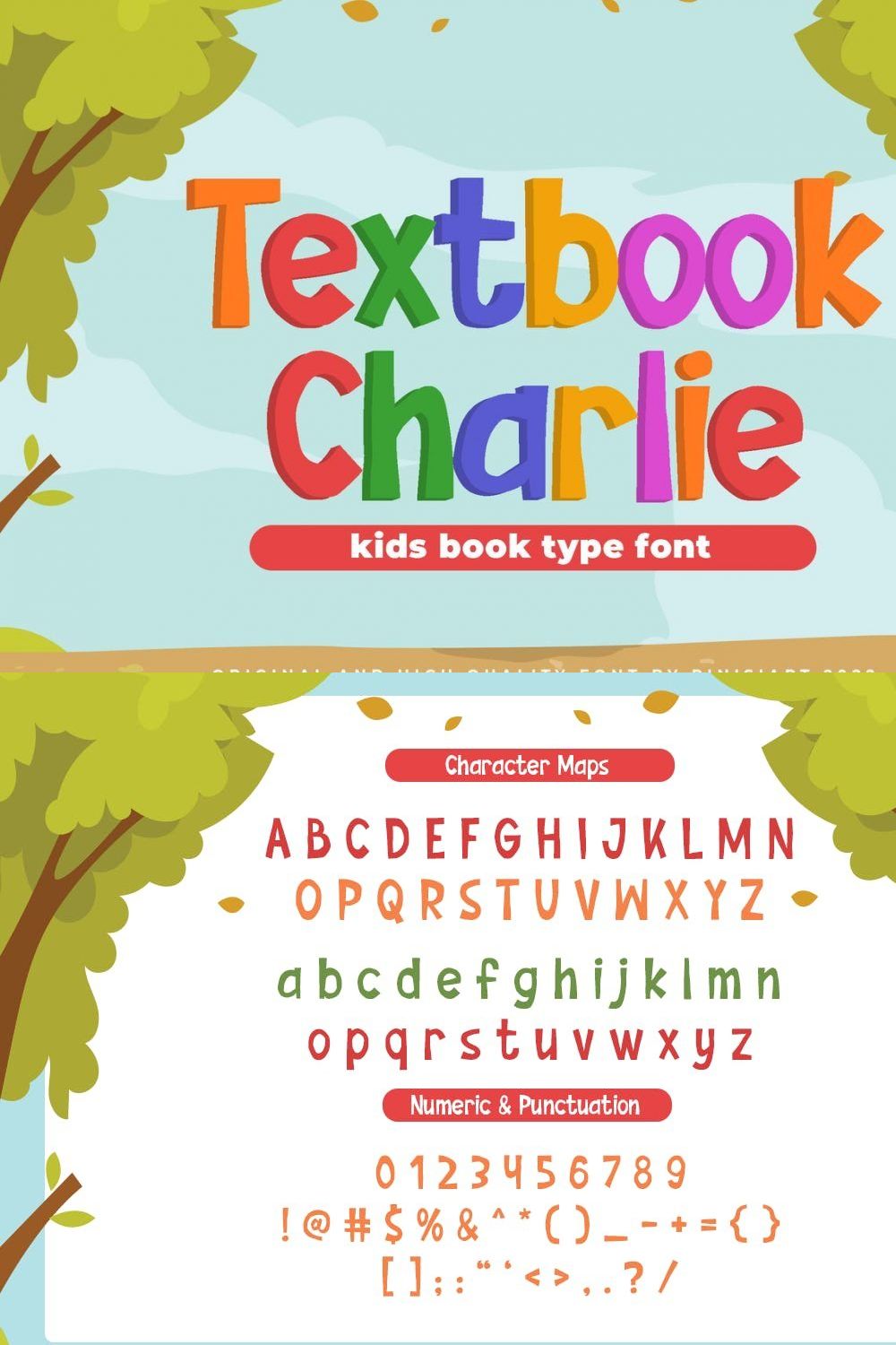 Textbook Charlie – Kids Font pinterest preview image.
