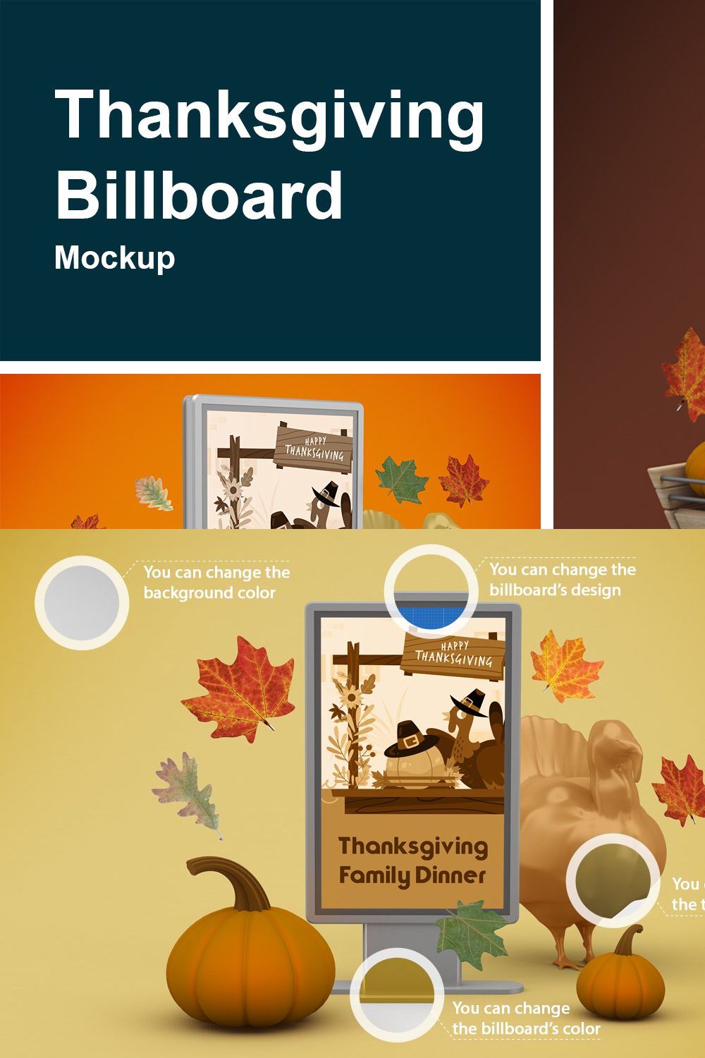 Thanksgiving Billboard Mockup pinterest preview image.