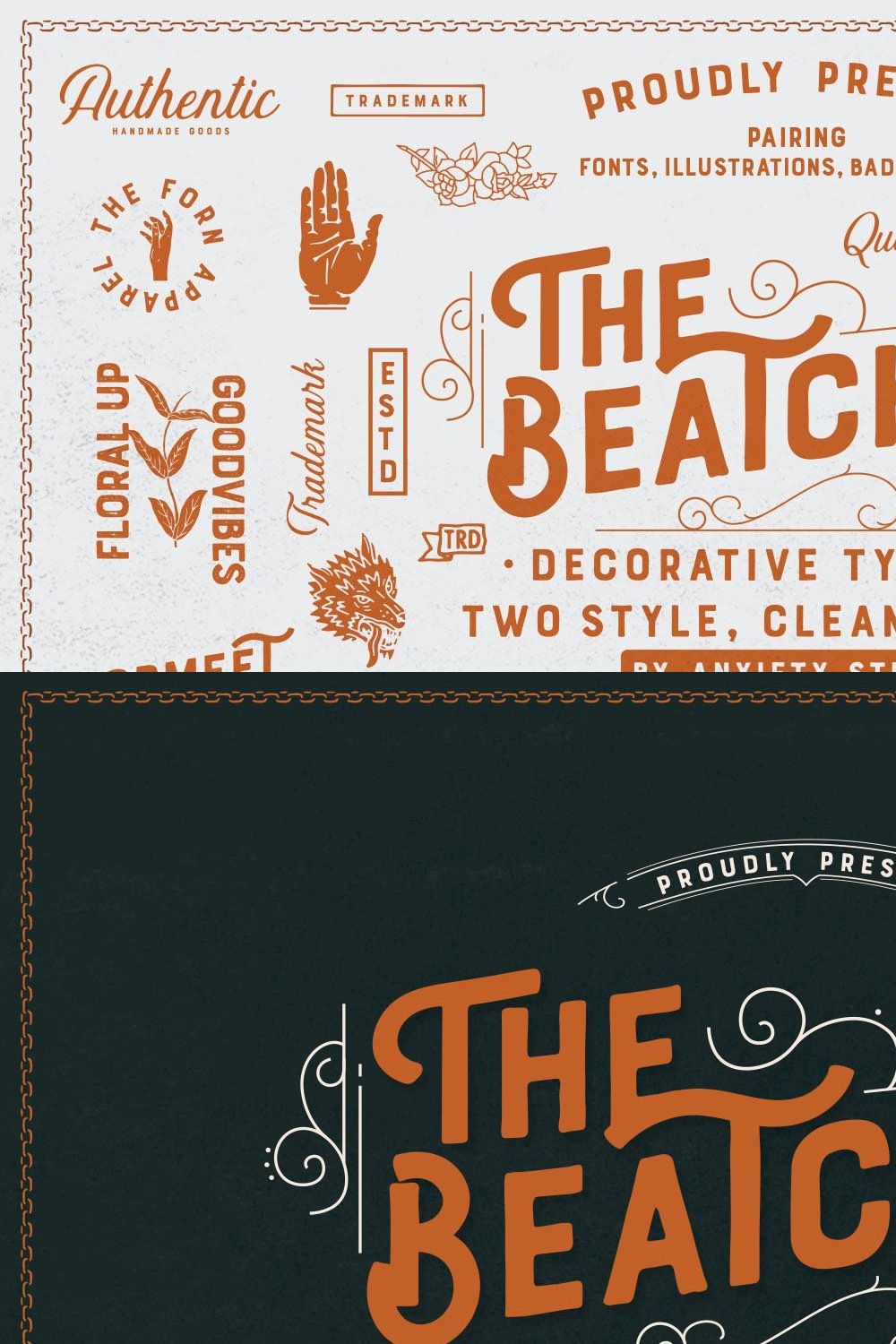 The Beatcher Typeface (Extras) pinterest preview image.