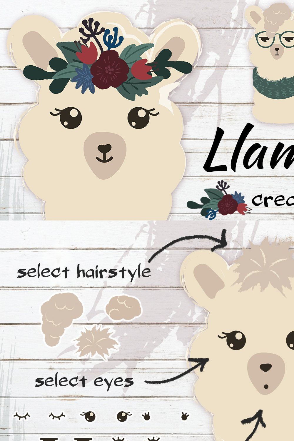 The cute llama creator pinterest preview image.