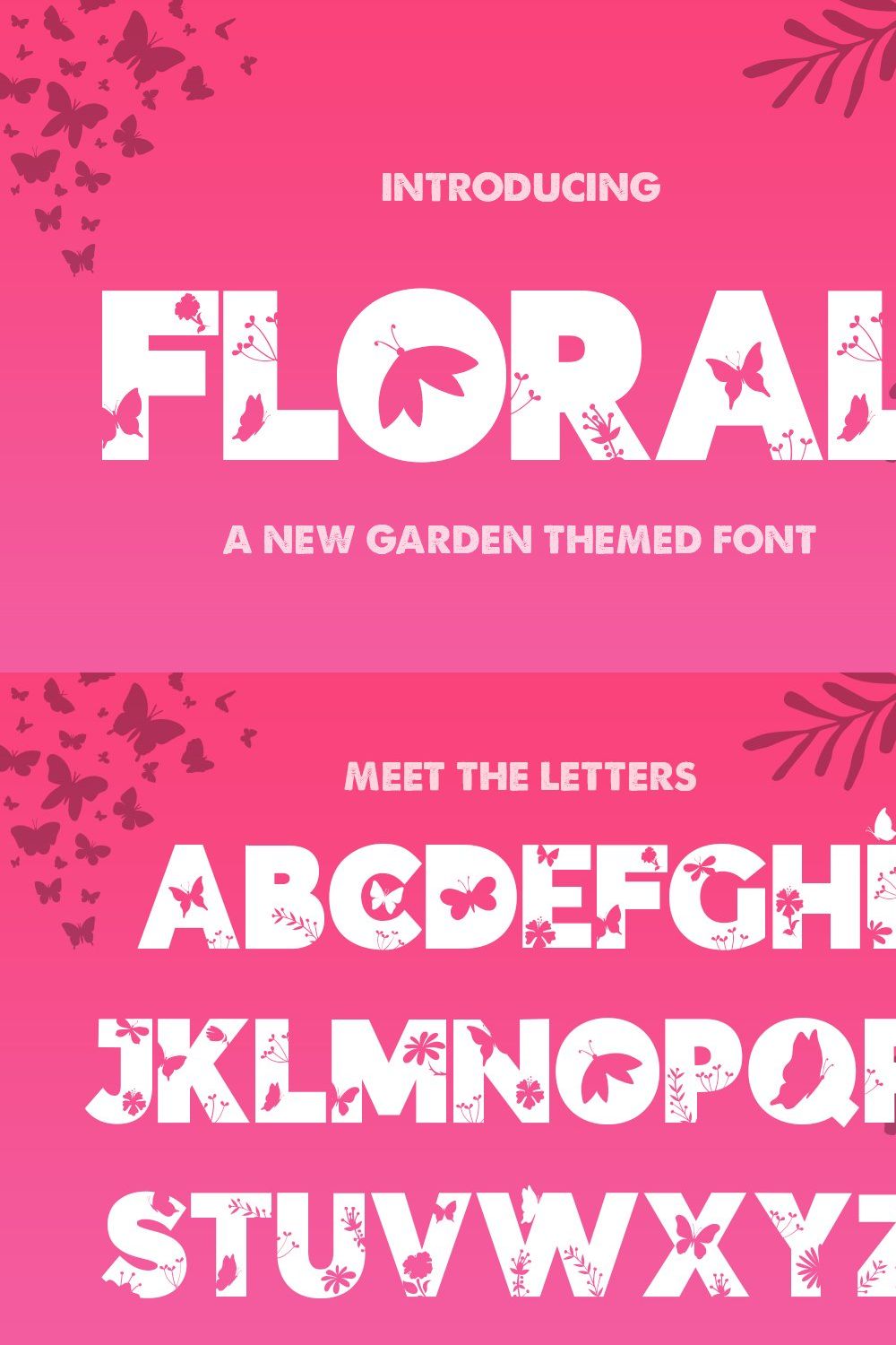 The Floral Font pinterest preview image.