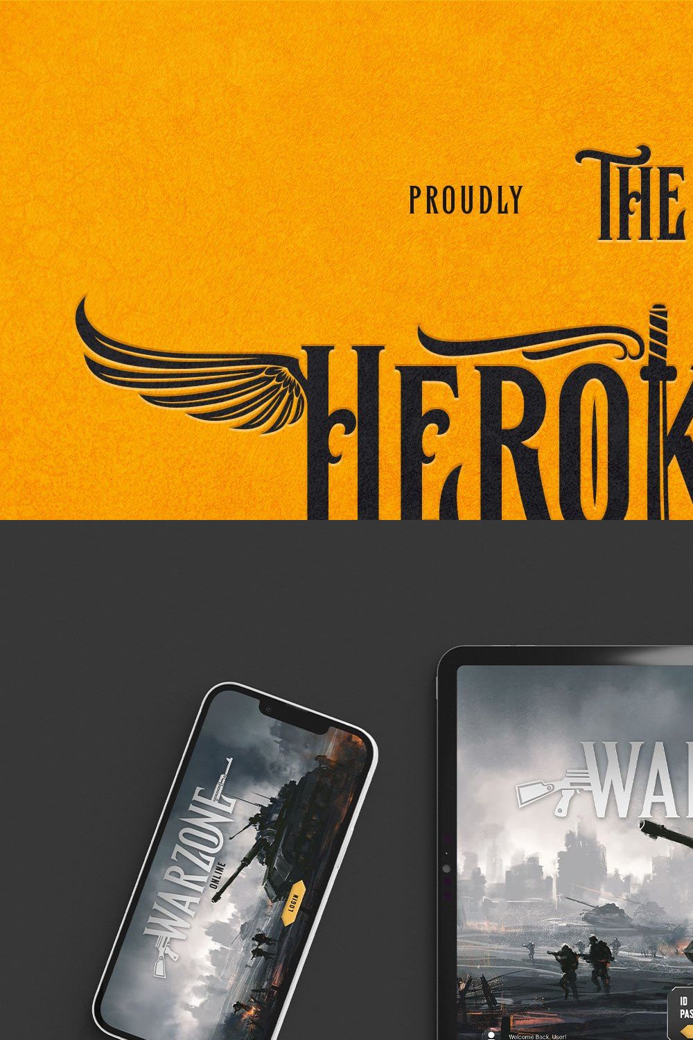 The Hero King Typeface pinterest preview image.