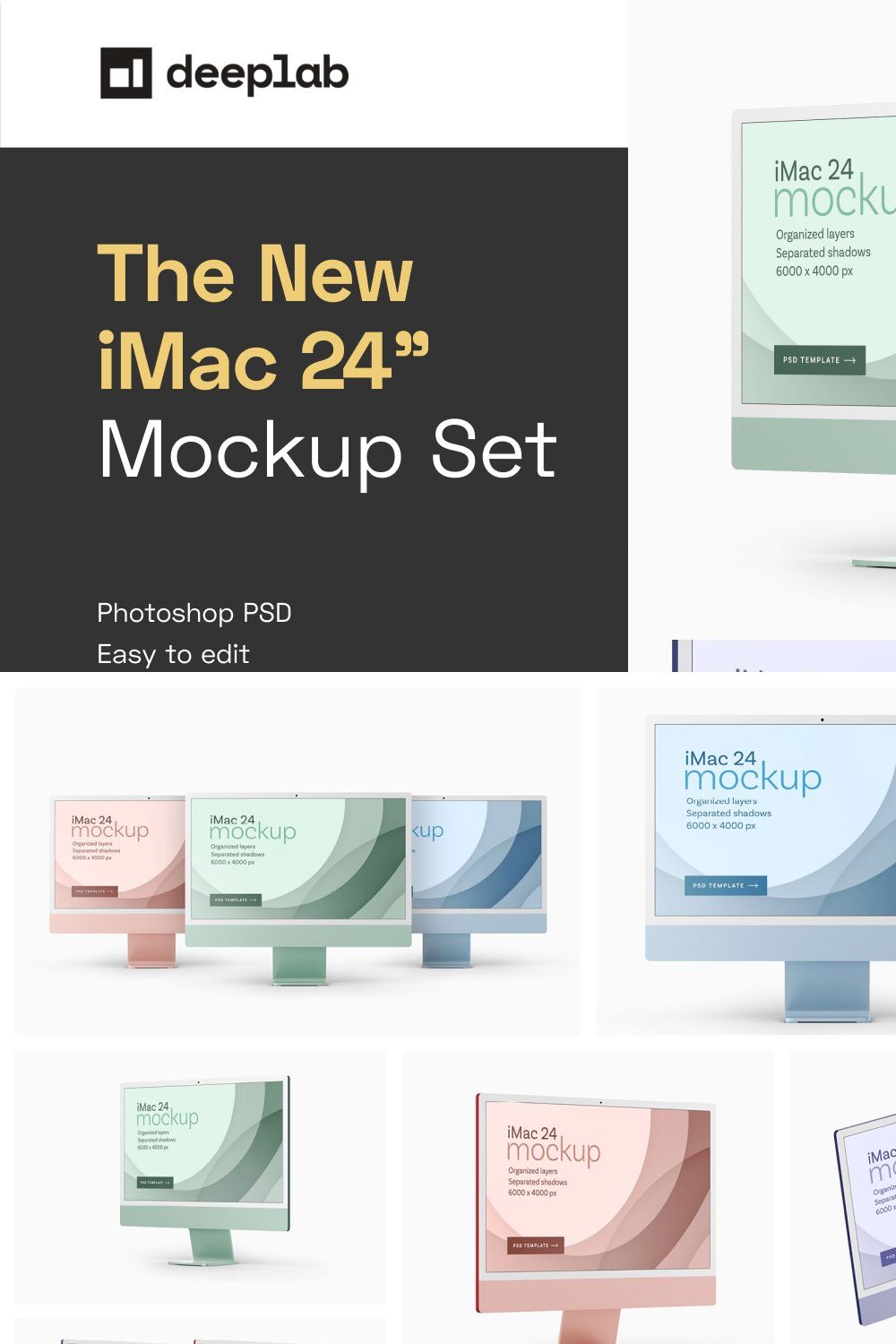 The New iMac 24” Mockup Set | 2021 pinterest preview image.