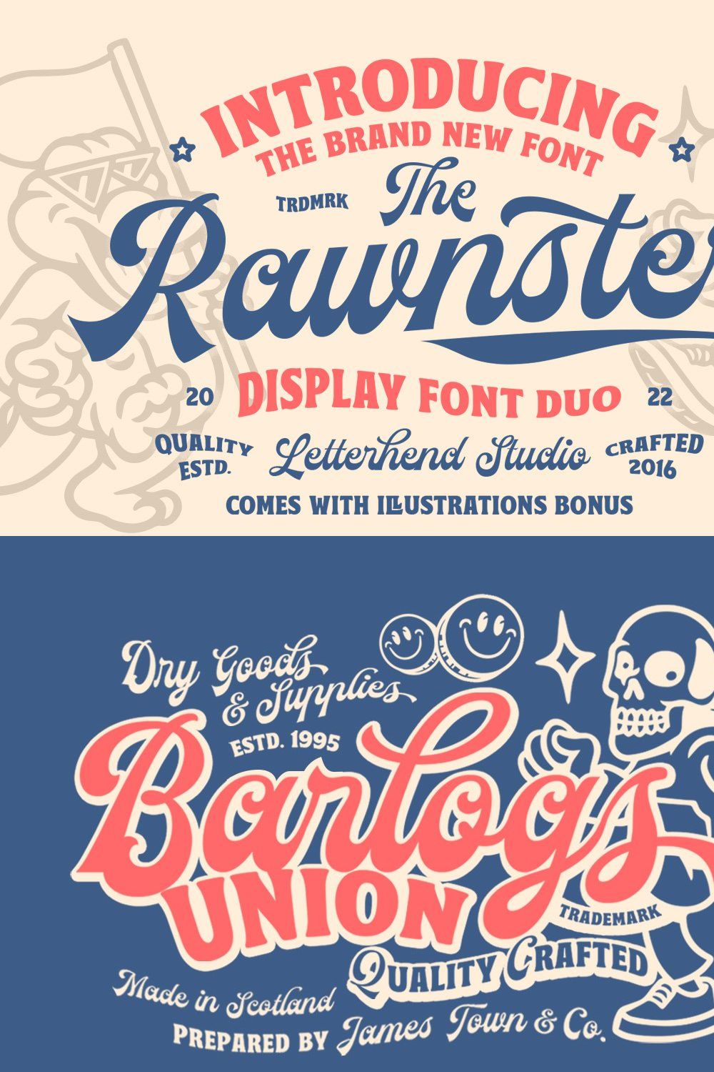 The Rawnster Font Duo - With Bonus! pinterest preview image.