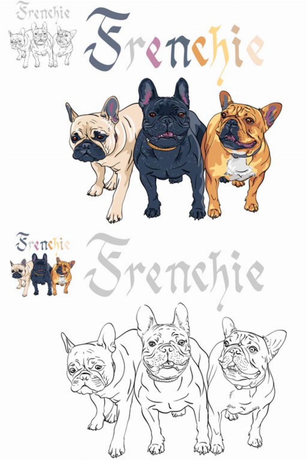 Three dogs French Bulldog pinterest preview image.
