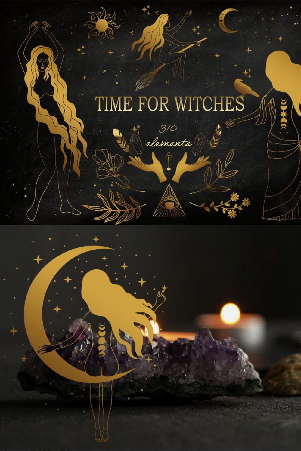 TIME FOR WITCHES mystical collection pinterest preview image.