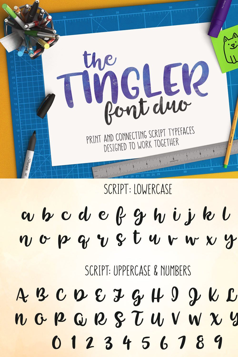 Tingler duo - two handwritten fonts pinterest preview image.