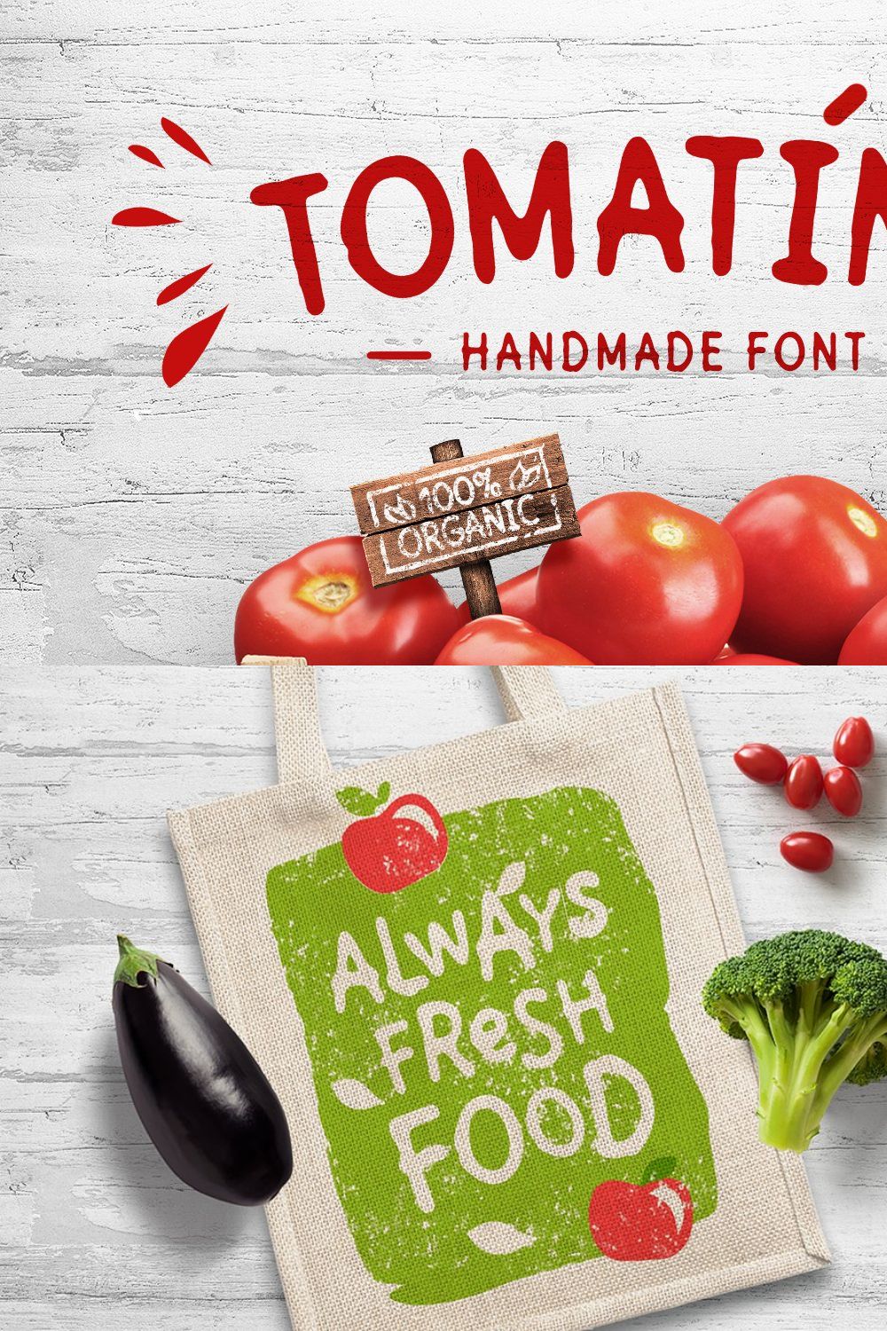 Tomatino. Handmade Sans Serif Font pinterest preview image.