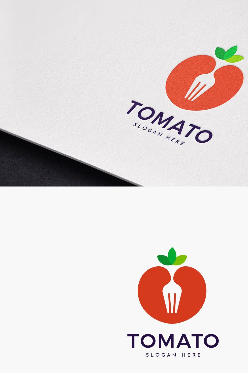 Tomato & Fork Logo Template pinterest preview image.