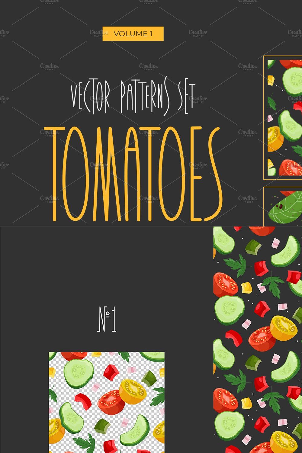 Tomatoes Vector Patterns pinterest preview image.