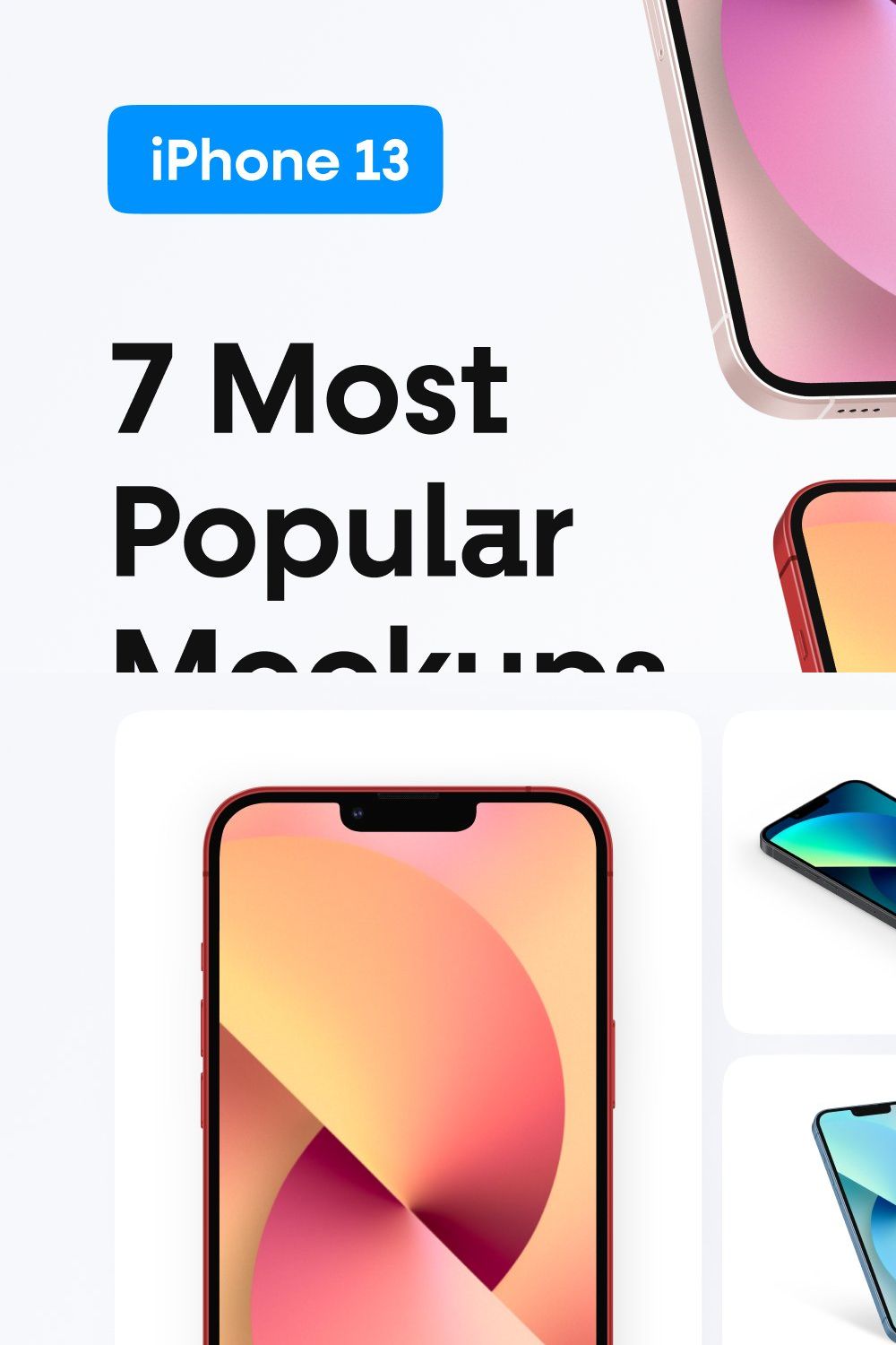 Top 7 iPhone 13 Mockups pinterest preview image.