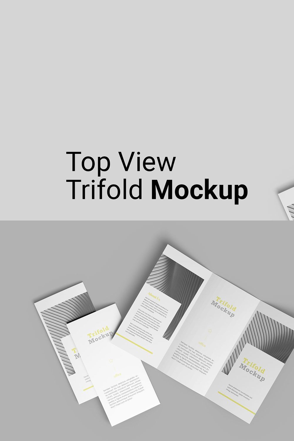 Top View Trifold Mockup pinterest preview image.