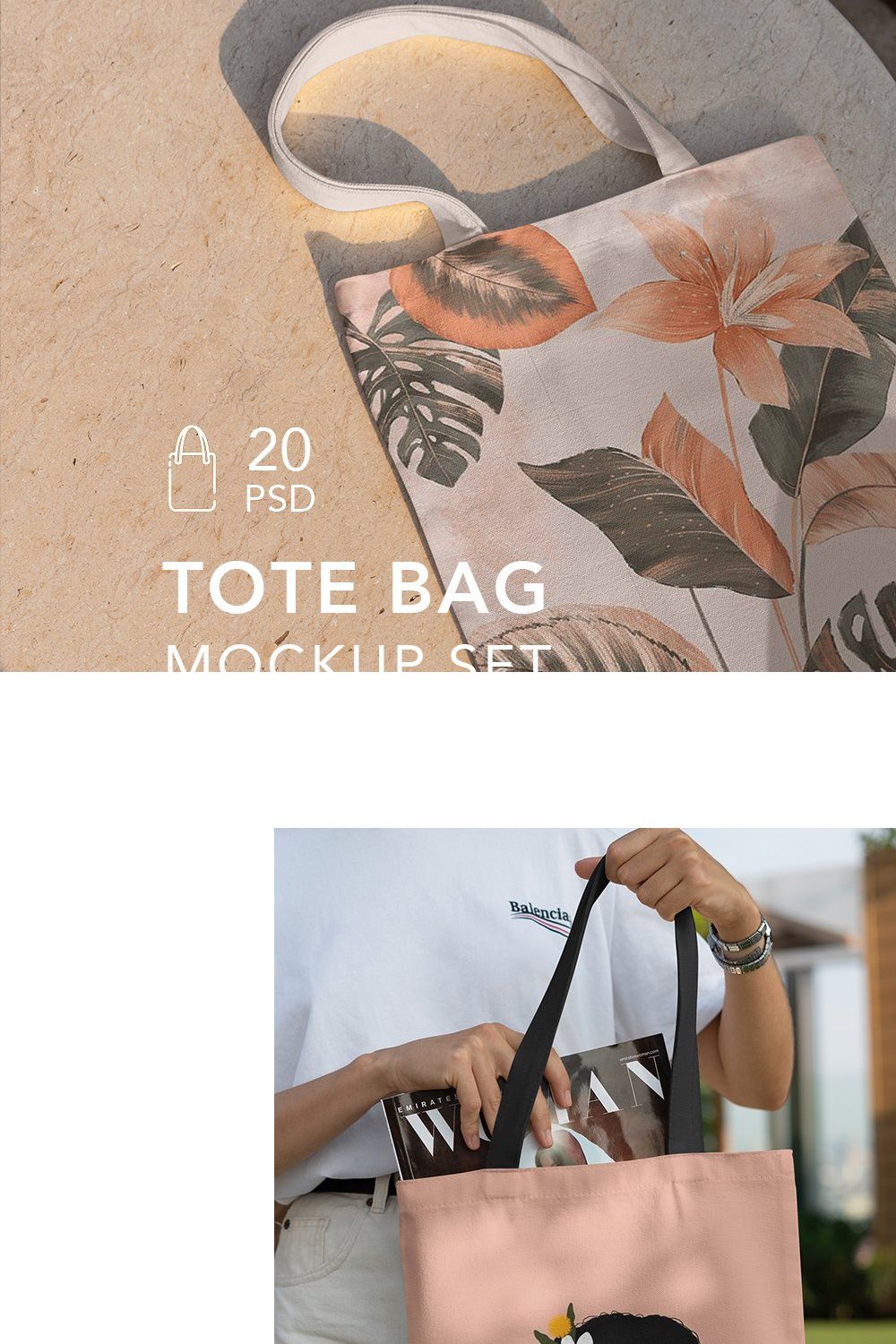 Tote Bag MockUp Set vol.3 pinterest preview image.