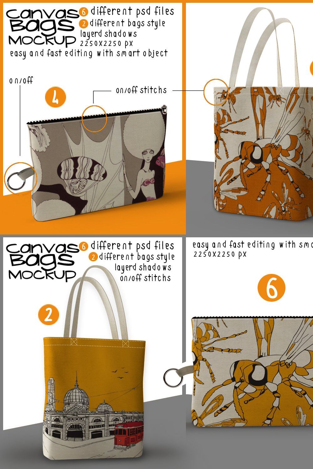 tote Bags Mock Ups pinterest preview image.
