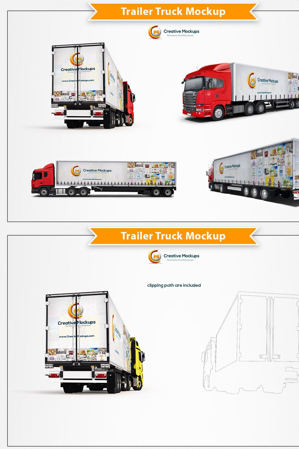 Trailer Truck Mockup pinterest preview image.