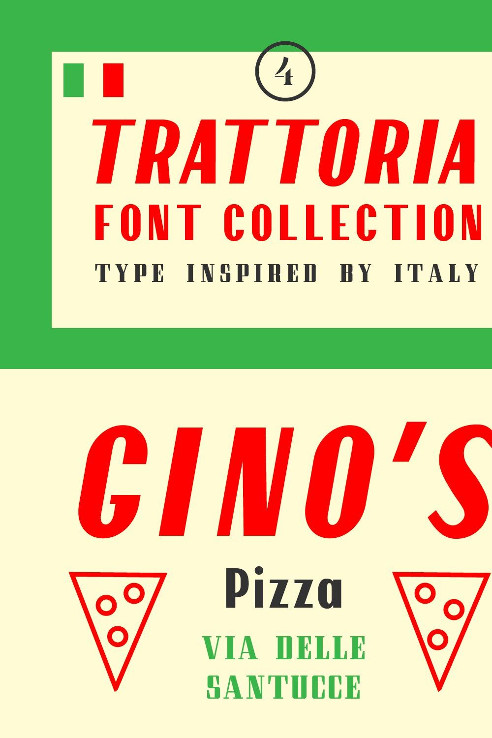Trattoria Font Collection pinterest preview image.