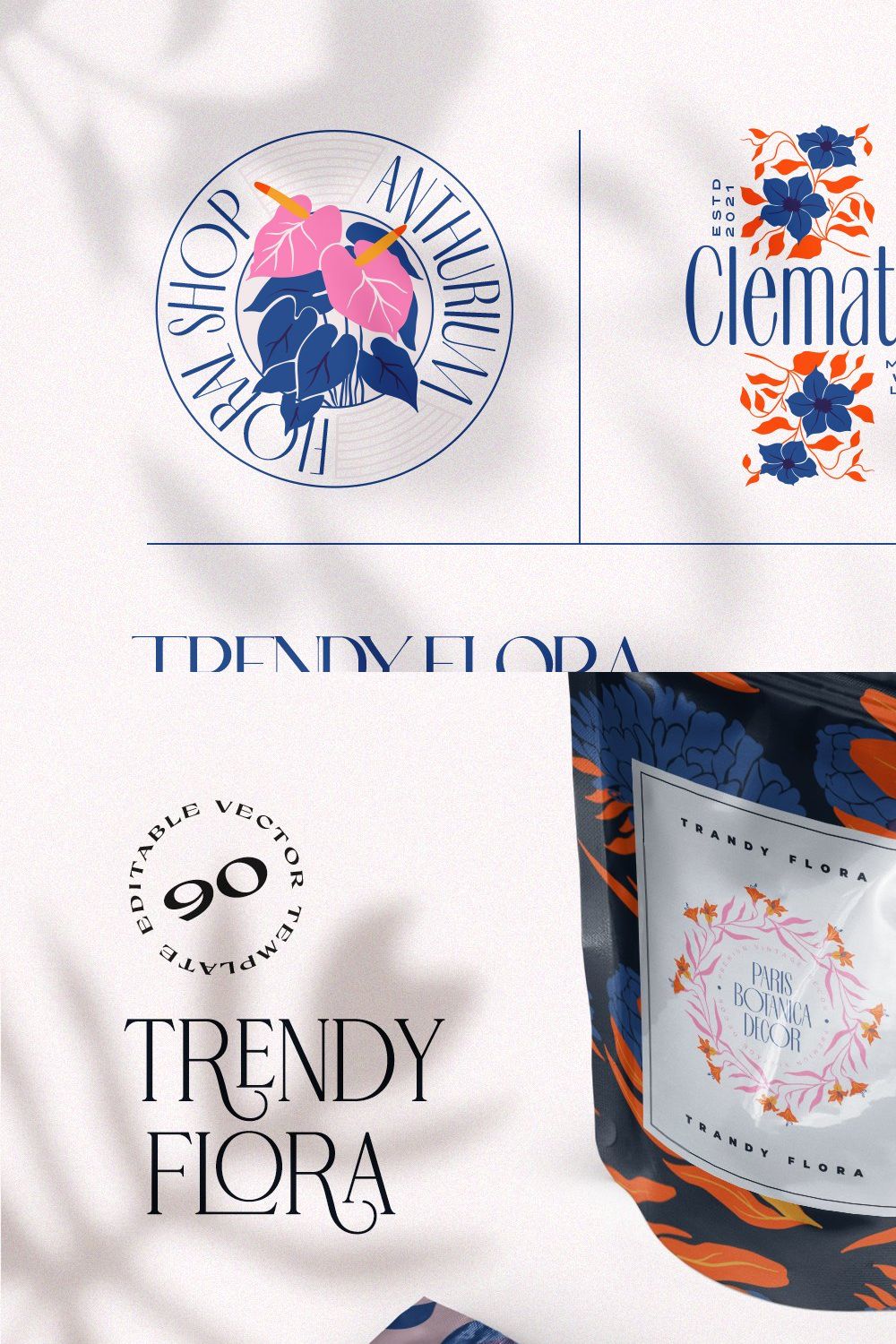 Trendy Flora Logo Kit pinterest preview image.