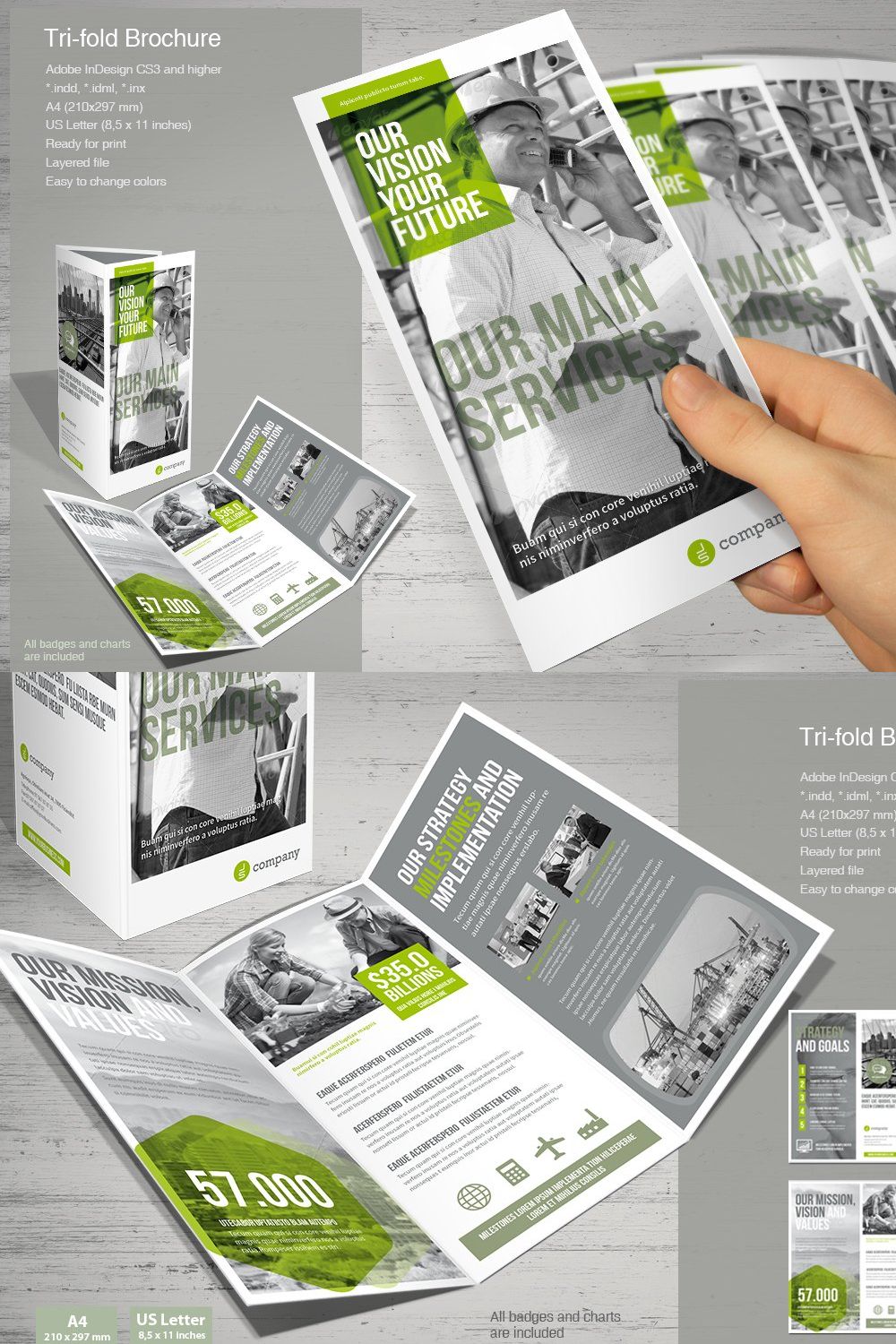 Tri-fold Brochure pinterest preview image.