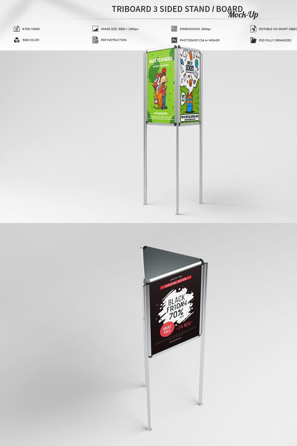Triboard 3 Sided Stand/Board Mock-Up pinterest preview image.