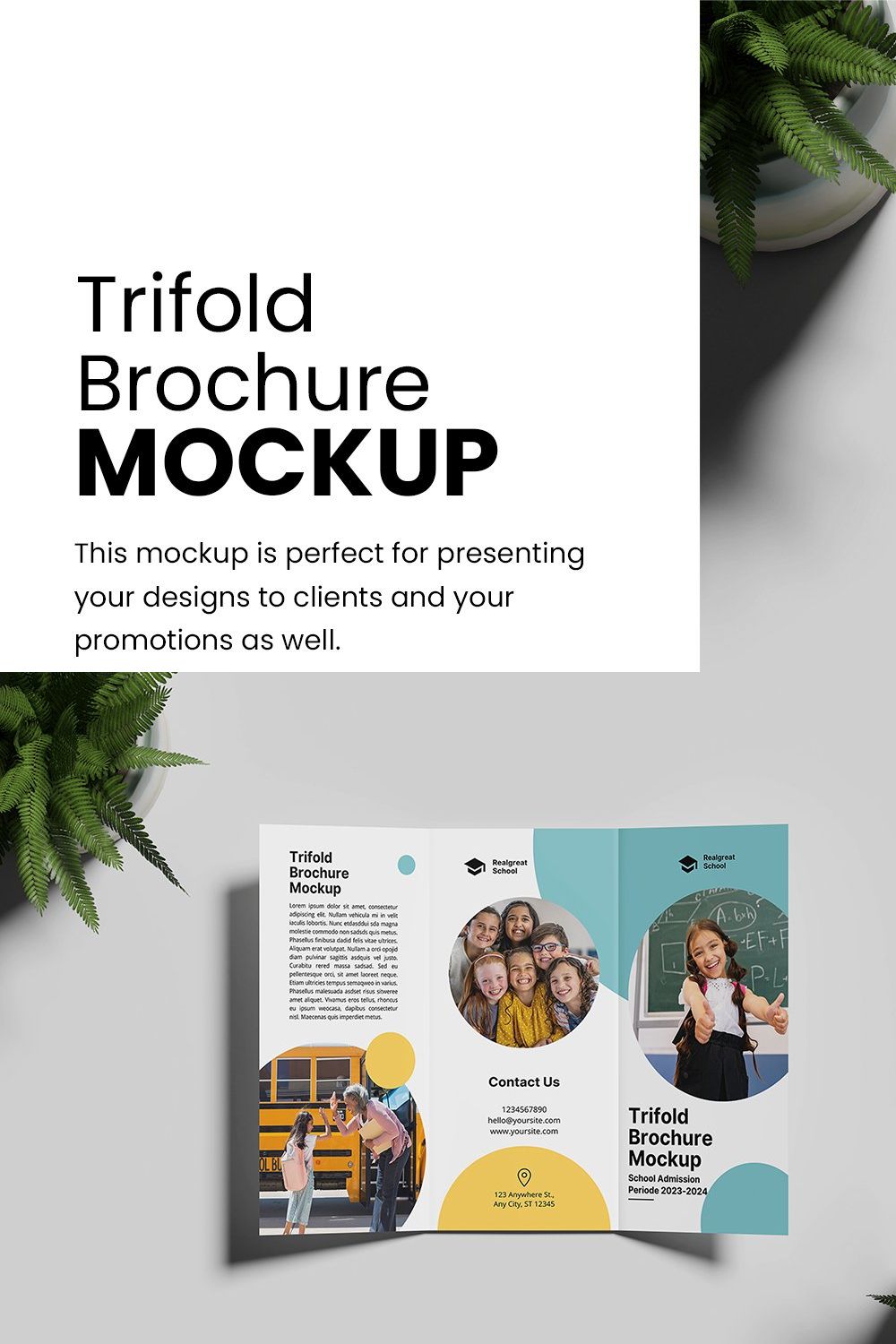 Trifold Brochure Mockup pinterest preview image.