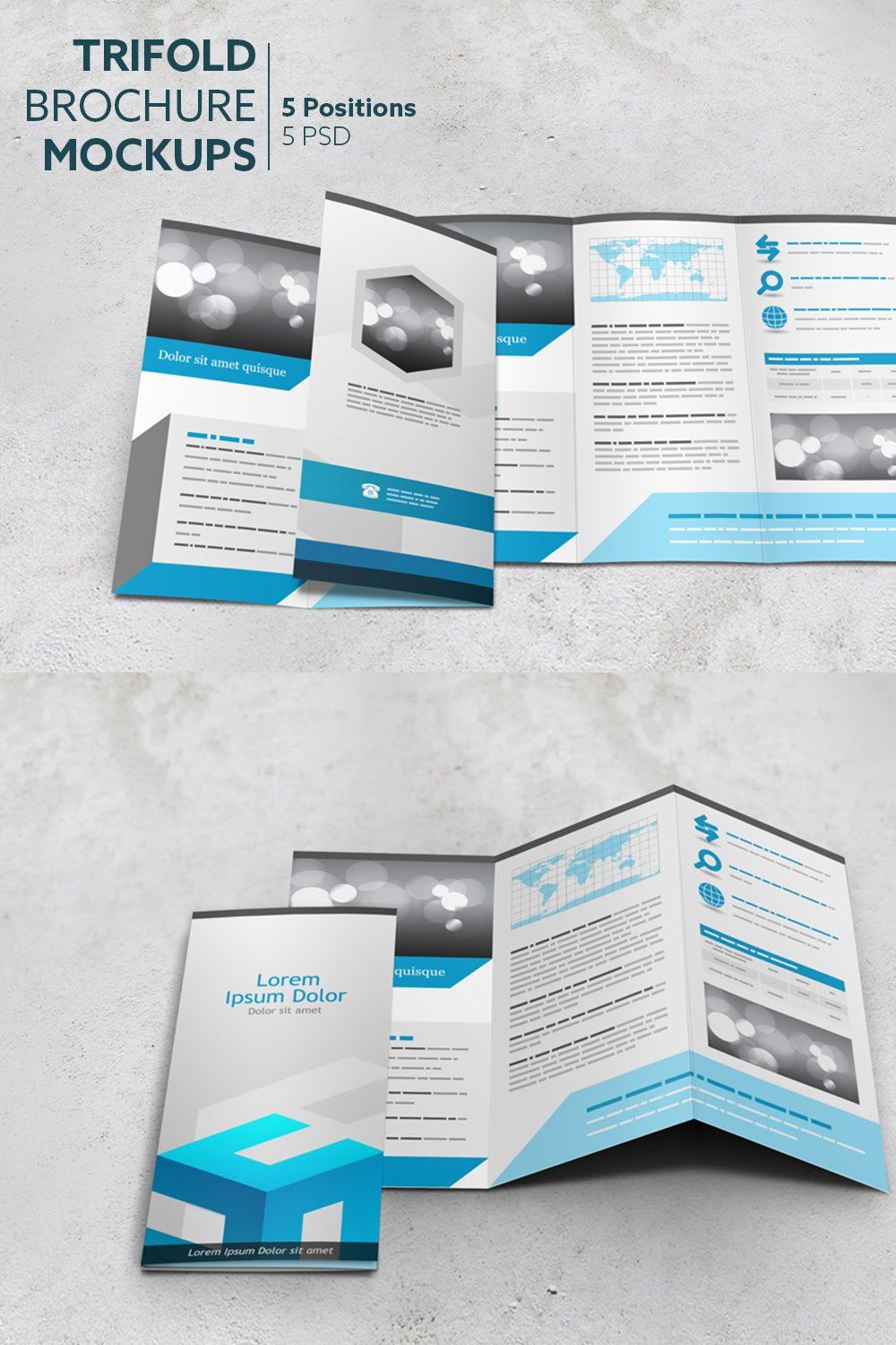 Trifold Brochure Mockups pinterest preview image.