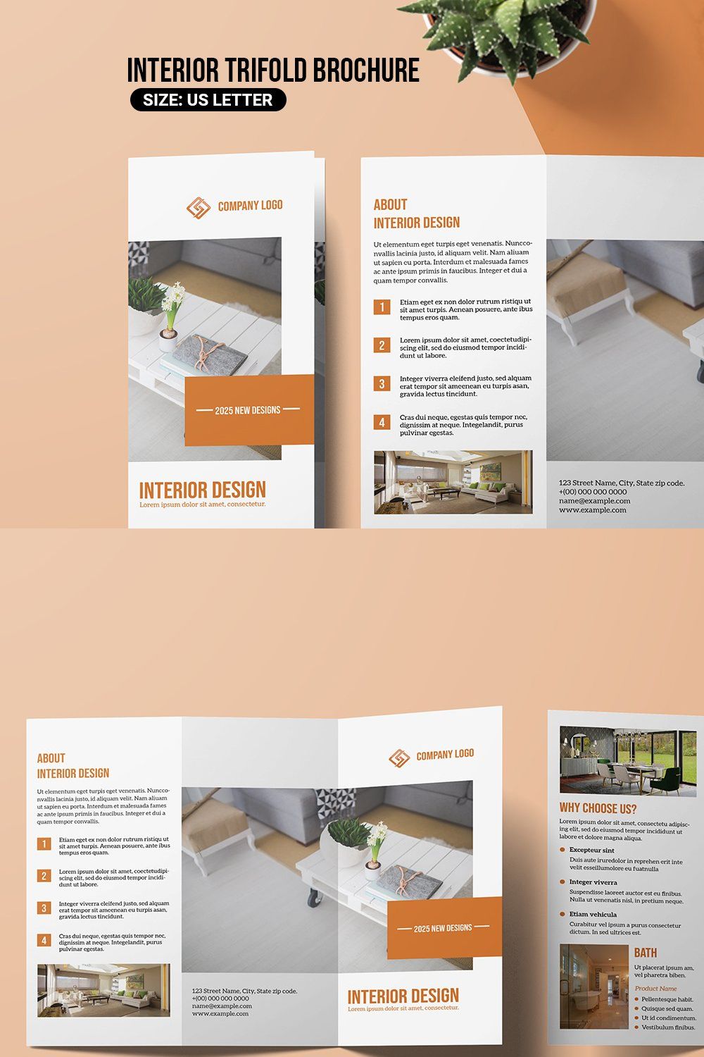 Trifold Interior Brochure pinterest preview image.
