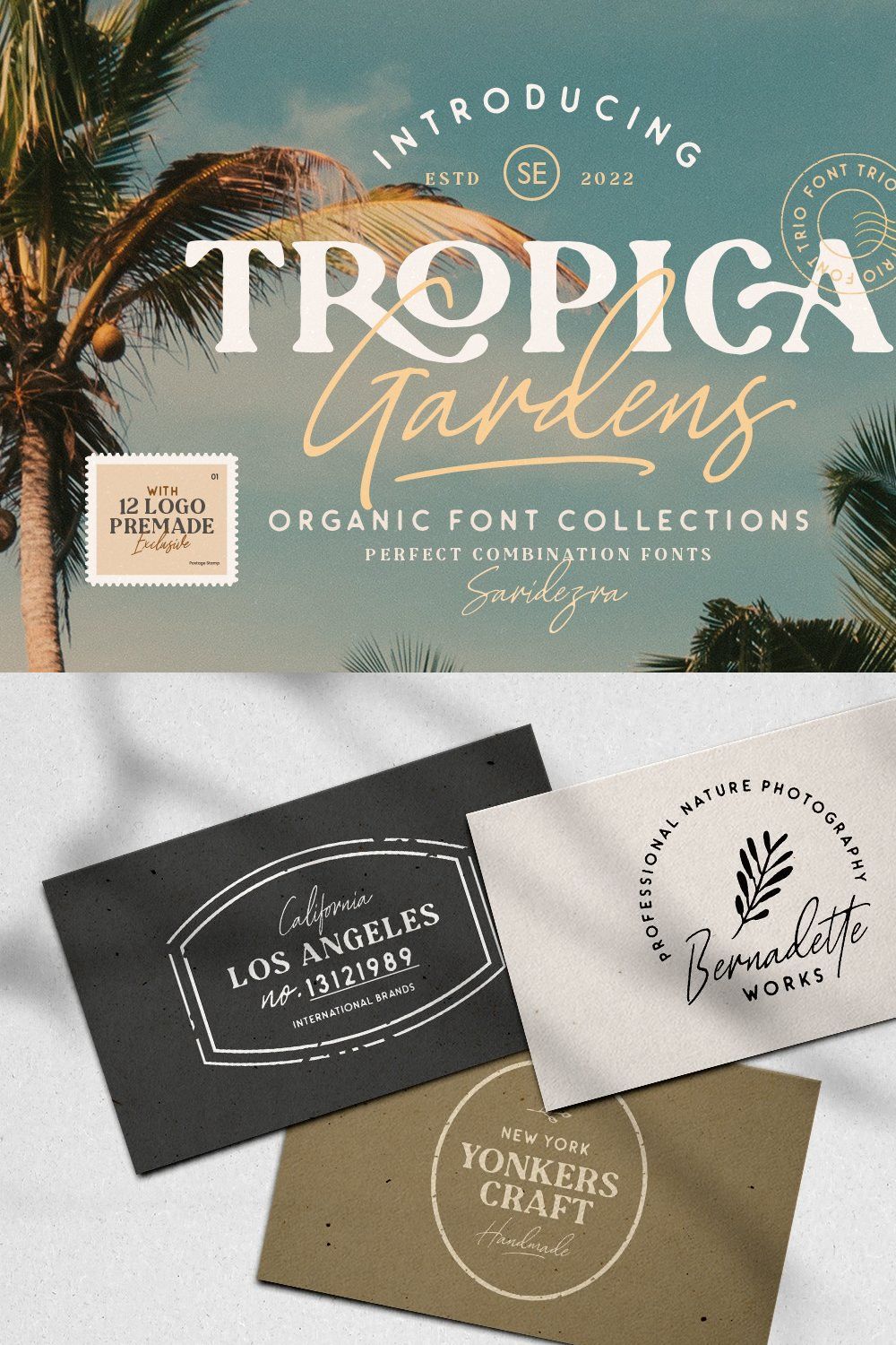 Tropica Gardens - Font Trio (+LOGOS) pinterest preview image.