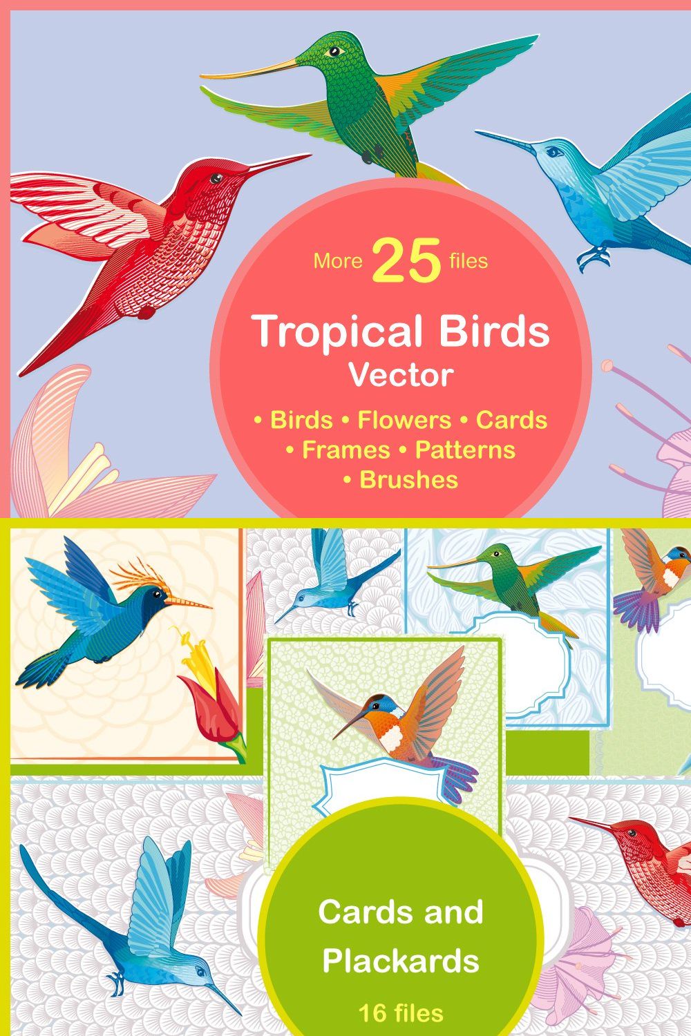 Tropical Birds pinterest preview image.