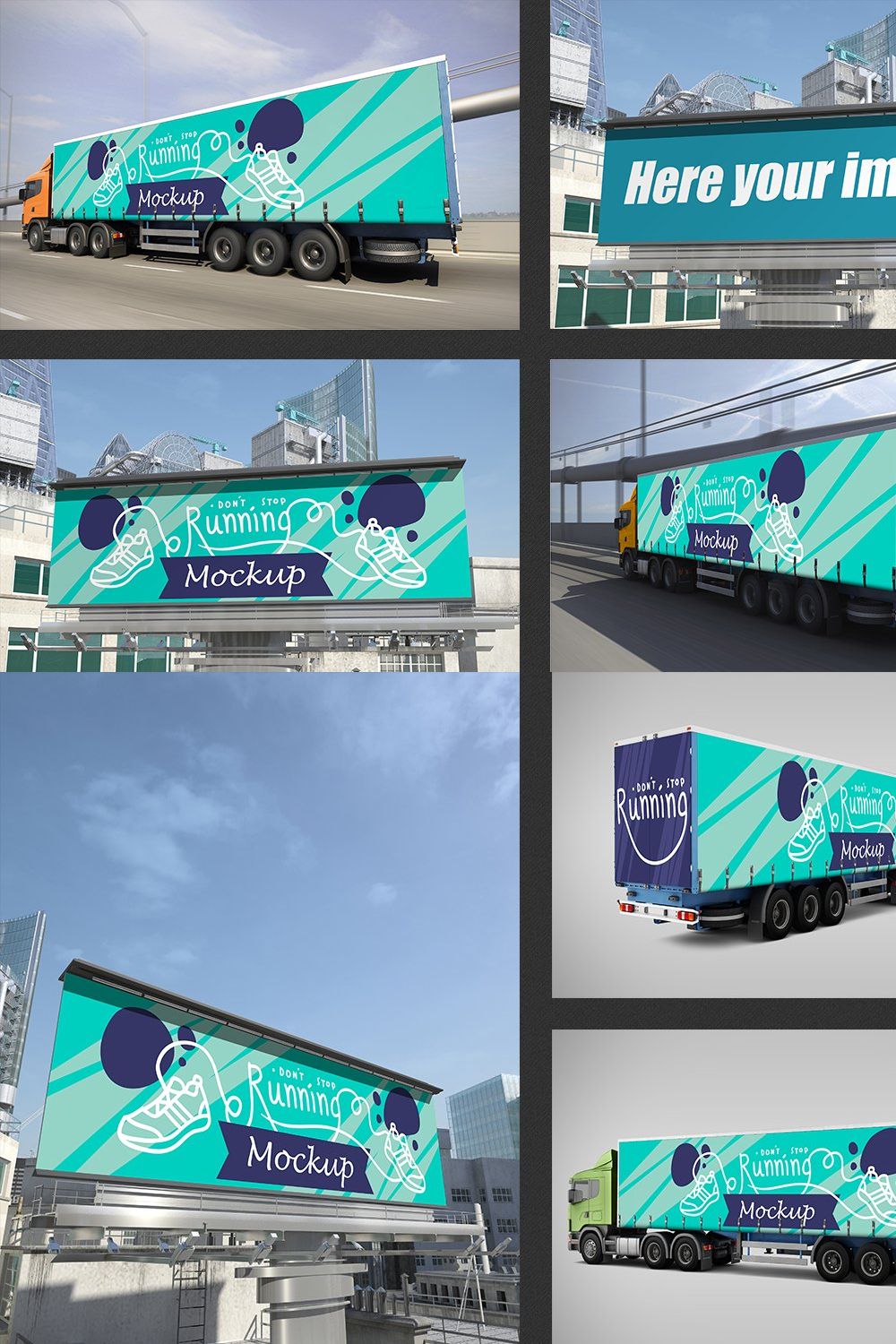 Truck and Billboard Mockup pinterest preview image.