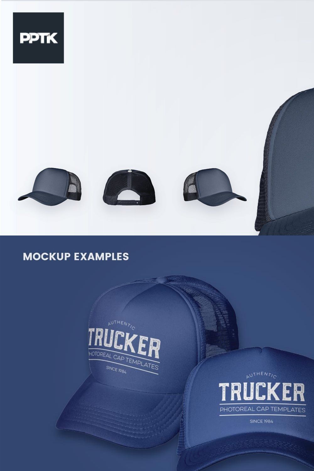 Trucker Hat Mockup pinterest preview image.