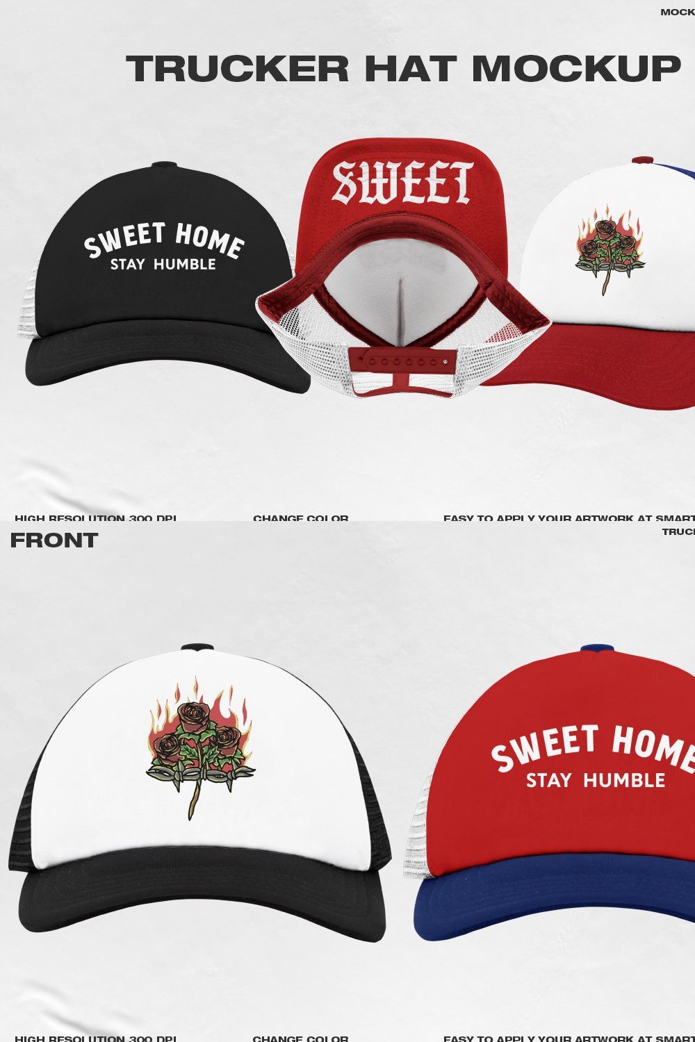 TRUCKER HAT MOCKUP pinterest preview image.