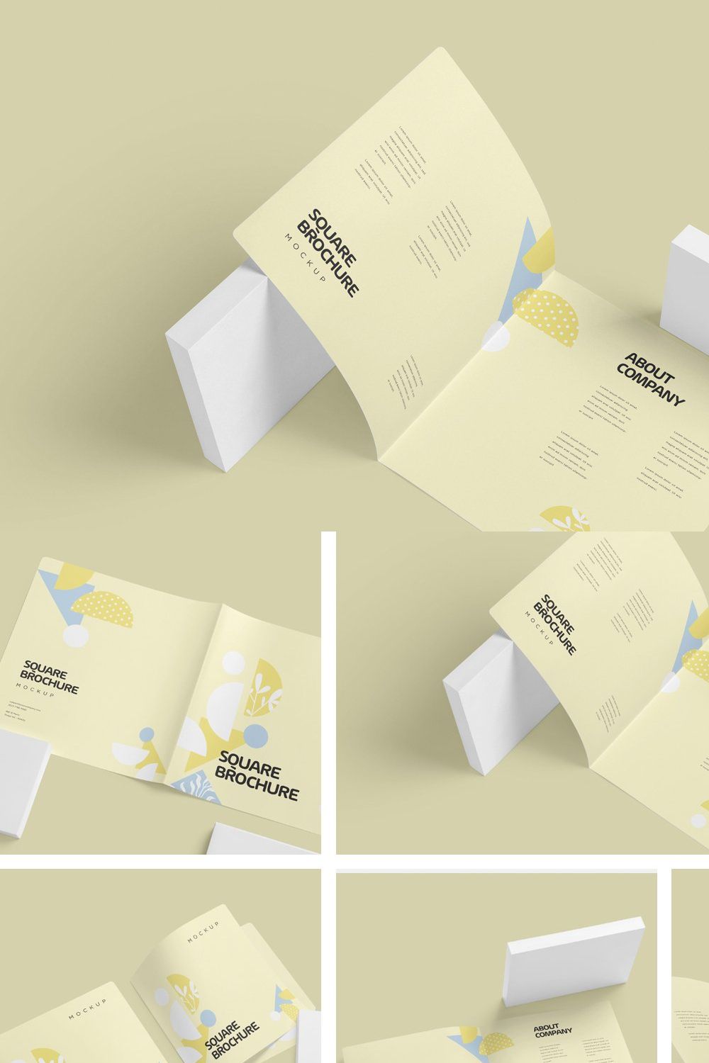 Two Fold Square Brochure Mockups pinterest preview image.