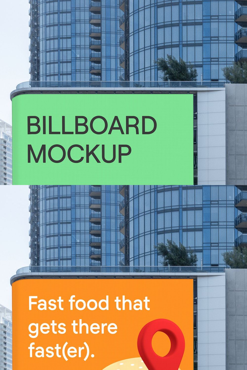 Two Screen City Billboard Mockup PSD pinterest preview image.