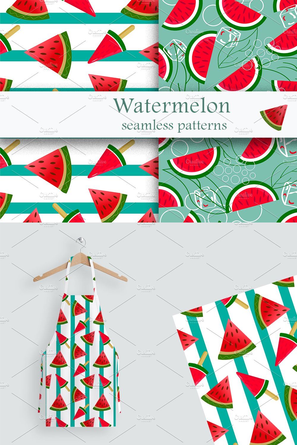 Two watermelon patterns. pinterest preview image.