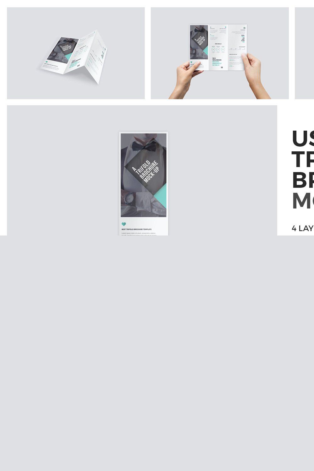 U.S. Letter Trifold Brochure Mock-Up pinterest preview image.