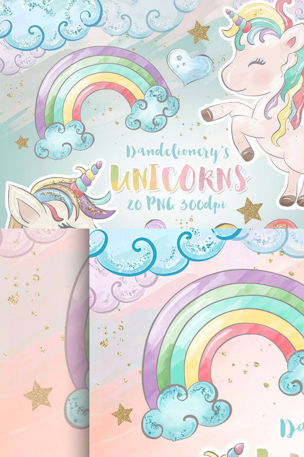 Unicorn dreams design pinterest preview image.