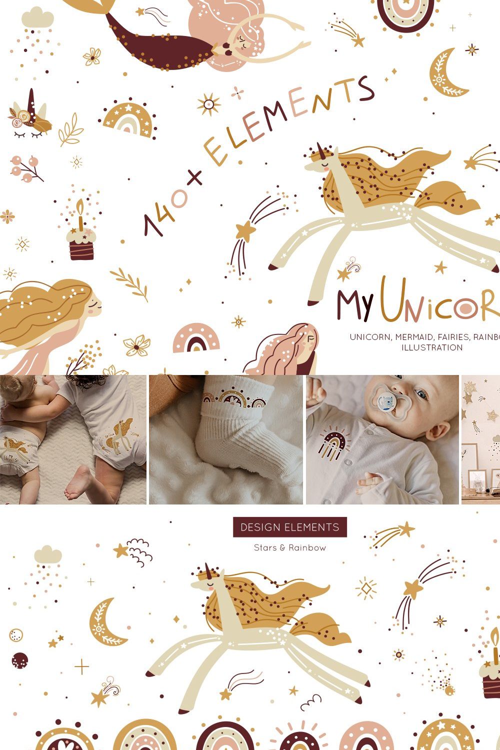 Unicorn, Mermaid, Fairy collection pinterest preview image.