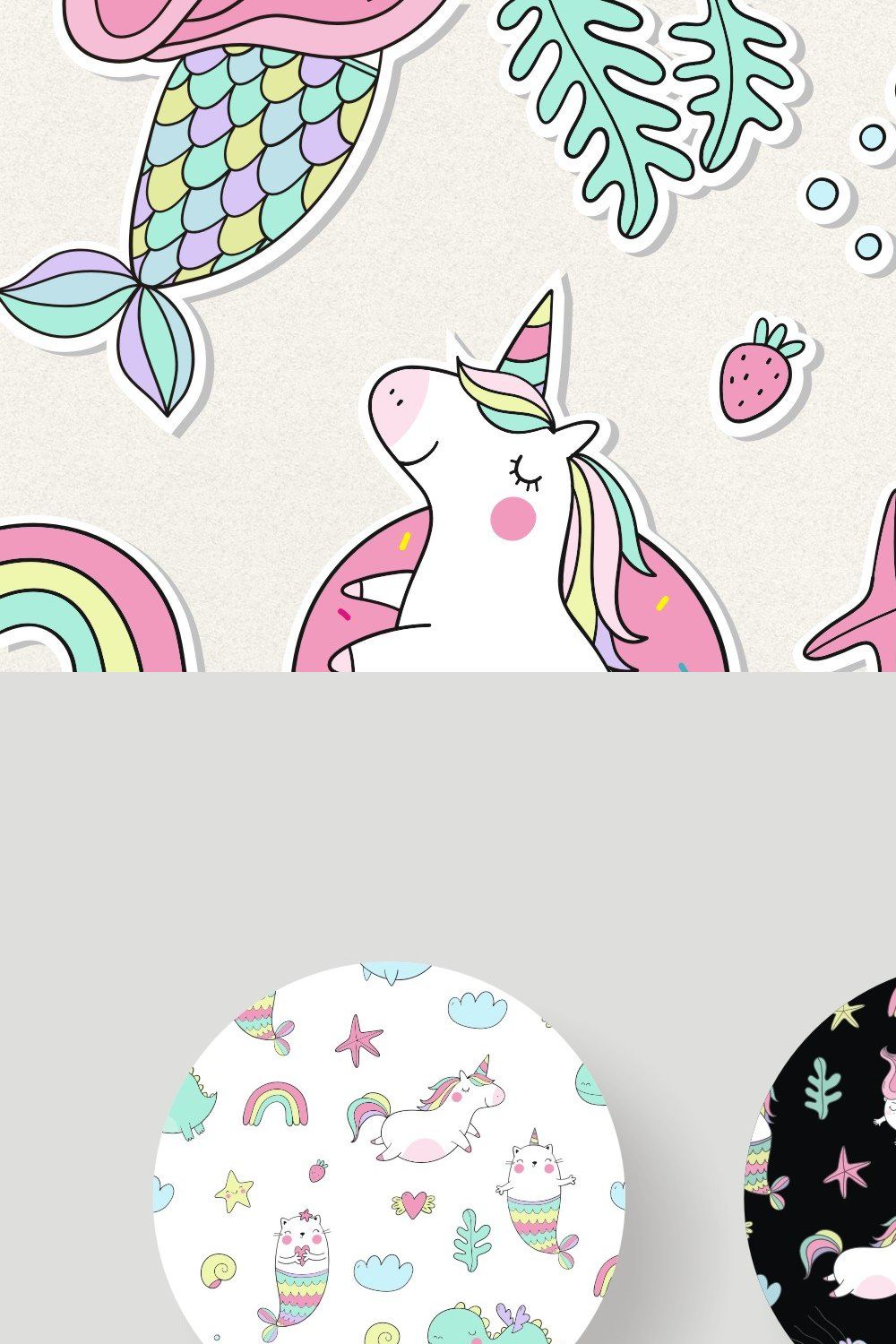 Unicorns, Mermaids Prints & Patterns pinterest preview image.